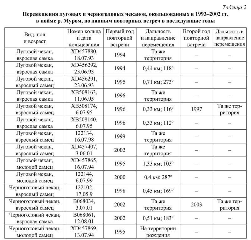 Пространственная структура популяций и поведение лугового и черноголового чеканов 2